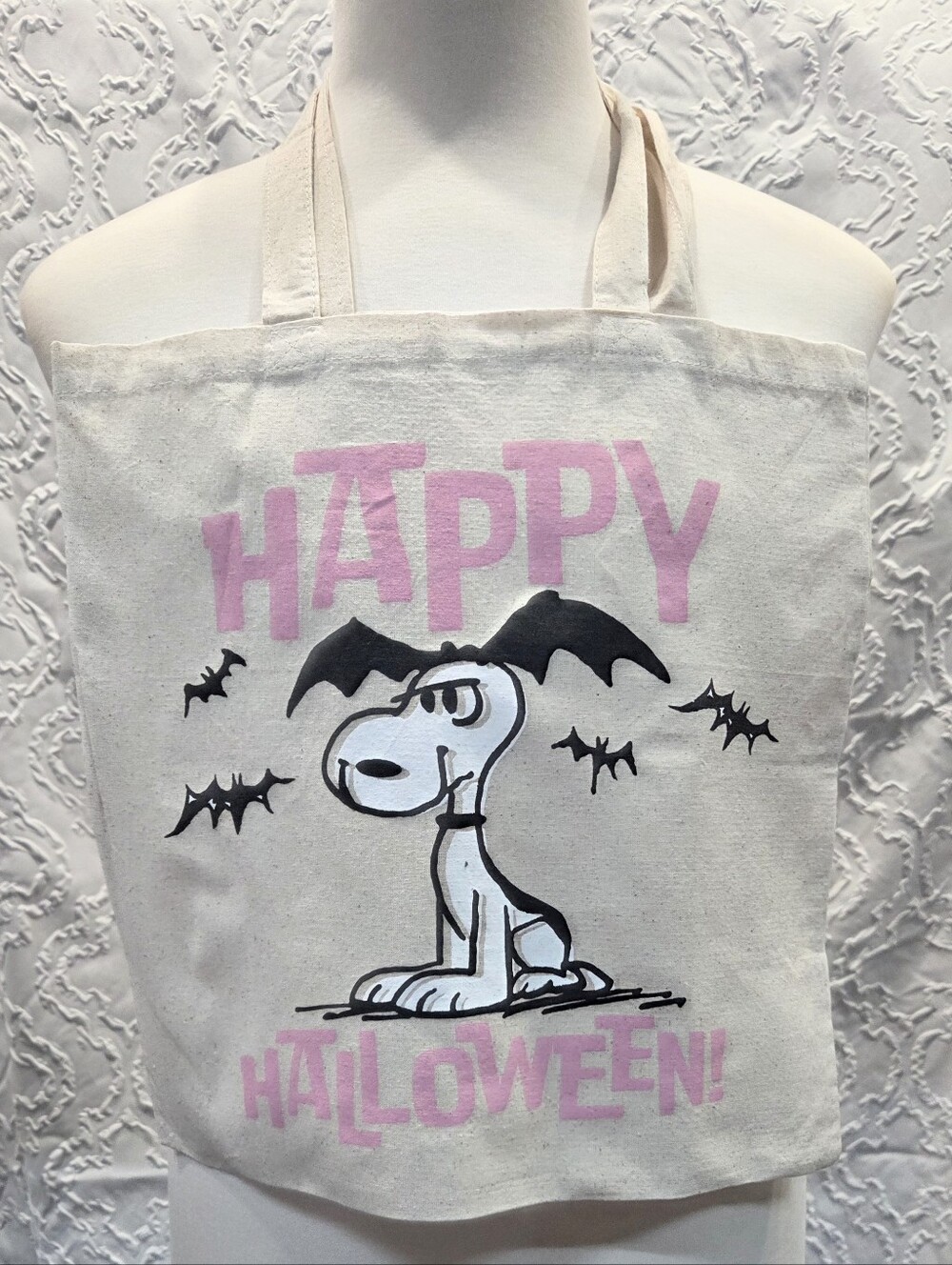 Halloween Snoopy with Bats Canvas Tote
